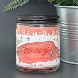 BBW Snowy Peach Berry Bath & Body Works Mason Jar Single Wick Candle